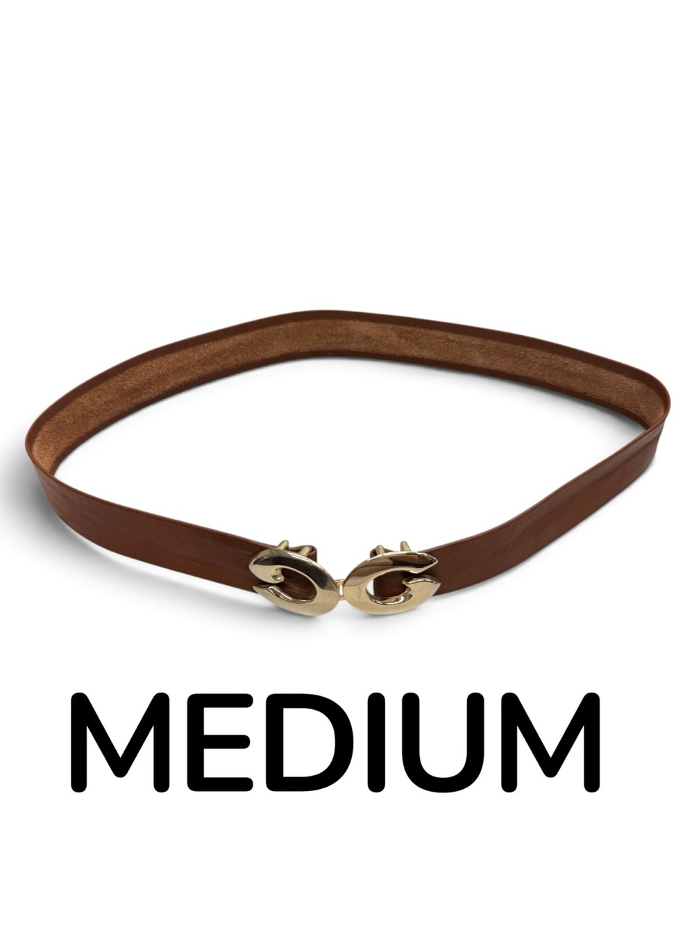 Brown Leather Waist Belt with Gold Clasp